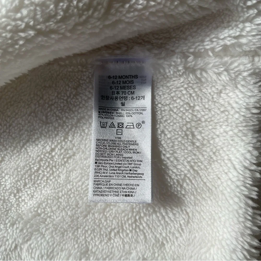 Baby Gap 6-12m CashSoft Cozy Bear Cardigan Cream Sherpa Cable Knit Soft Cozy